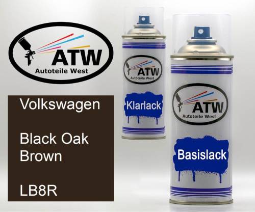 Volkswagen, Black Oak Brown, LB8R: 400ml Sprühdose + 400ml Klarlack - Set, von ATW Autoteile West.